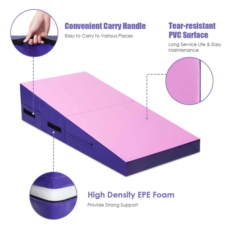 Folding Incline Gymnastics Wedge Mat with Carrying Handles, Gym Fitness Tumbling Mat for Training Home Exercise Aerobics