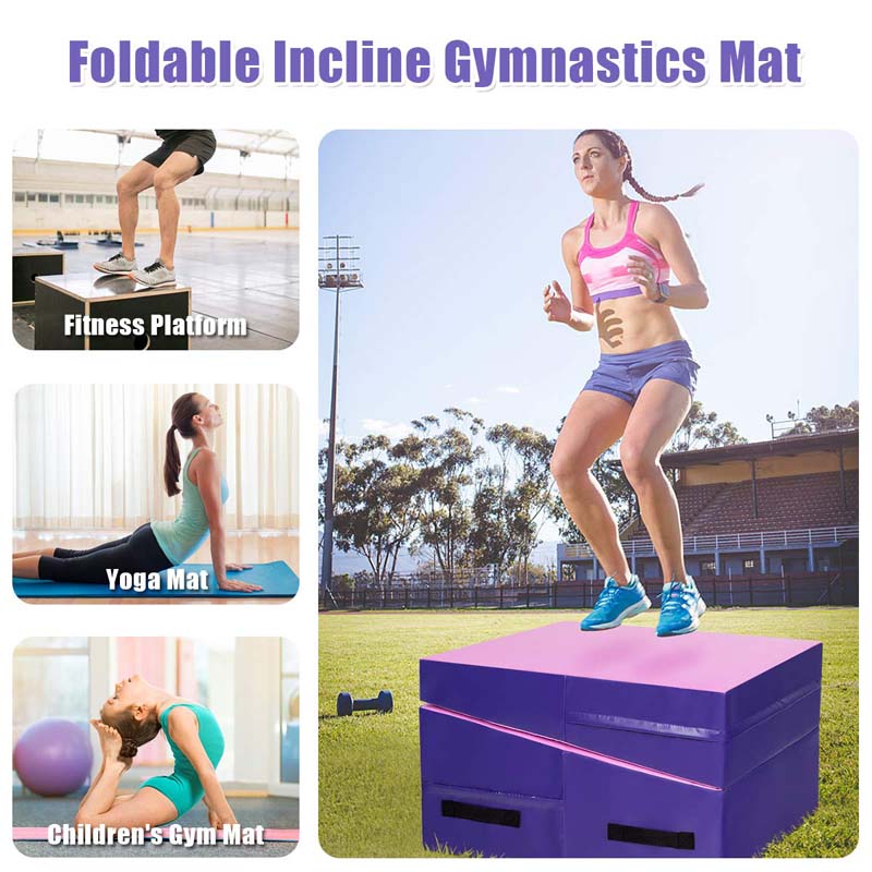 Folding Incline Gymnastics Wedge Mat with Carrying Handles, Gym Fitness Tumbling Mat for Training Home Exercise Aerobics
