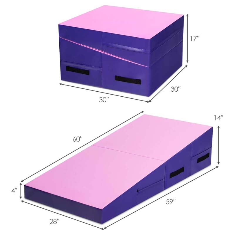 Folding Incline Gymnastics Wedge Mat with Carrying Handles, Gym Fitness Tumbling Mat for Training Home Exercise Aerobics