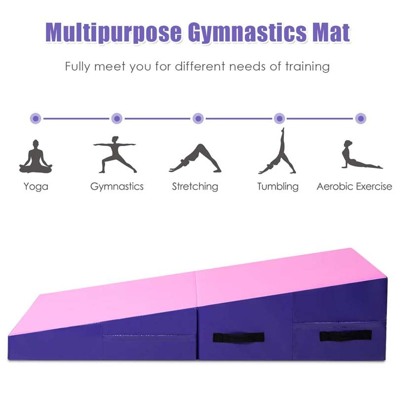Folding Incline Gymnastics Wedge Mat with Carrying Handles, Gym Fitness Tumbling Mat for Training Home Exercise Aerobics