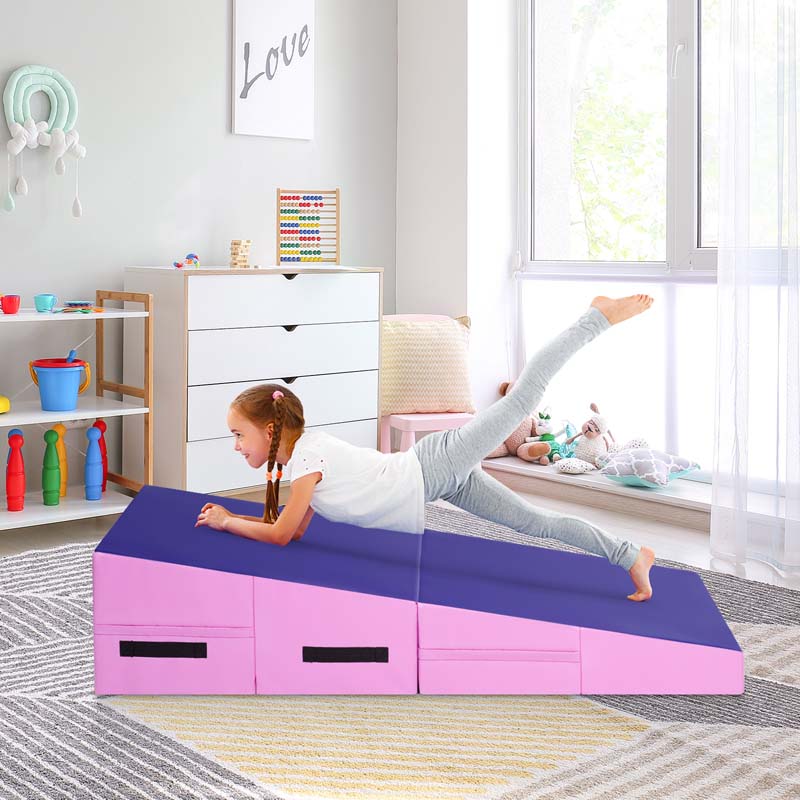 Folding Incline Gymnastics Wedge Mat with Carrying Handles, Gym Fitness Tumbling Mat for Training Home Exercise Aerobics