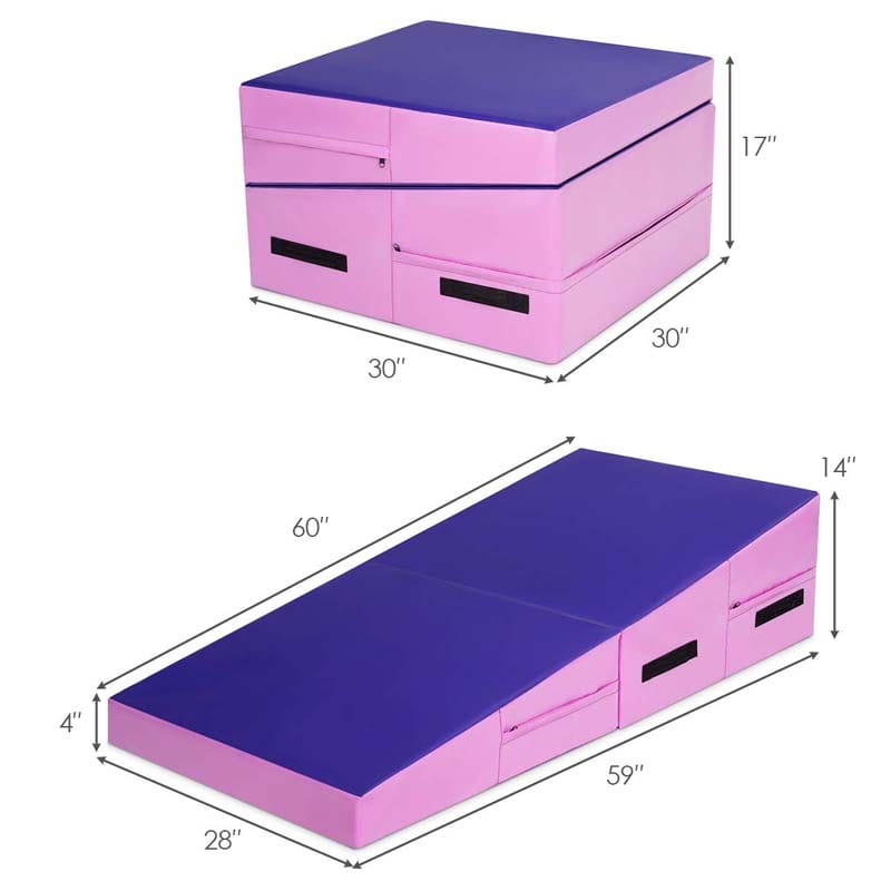 Folding Incline Gymnastics Wedge Mat with Carrying Handles, Gym Fitness Tumbling Mat for Training Home Exercise Aerobics