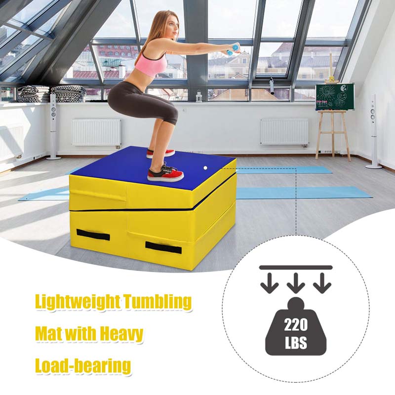 Folding Incline Gymnastics Wedge Mat with Carrying Handles, Gym Fitness Tumbling Mat for Training Home Exercise Aerobics