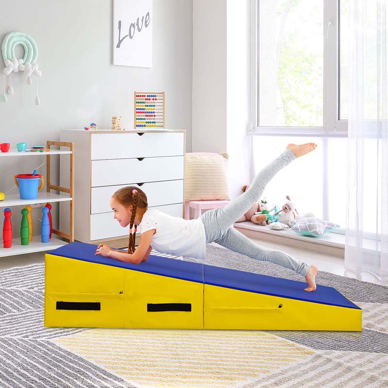Folding Incline Gymnastics Wedge Mat with Carrying Handles, Gym Fitness Tumbling Mat for Training Home Exercise Aerobics