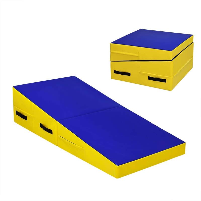 Folding Incline Gymnastics Wedge Mat with Carrying Handles, Gym Fitness Tumbling Mat for Training Home Exercise Aerobics