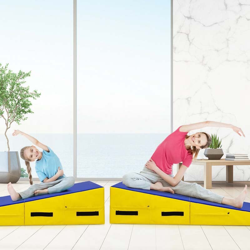 Folding Incline Gymnastics Wedge Mat with Carrying Handles, Gym Fitness Tumbling Mat for Training Home Exercise Aerobics