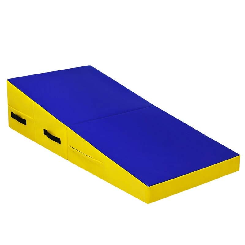 Folding Incline Gymnastics Wedge Mat with Carrying Handles, Gym Fitness Tumbling Mat for Training Home Exercise Aerobics