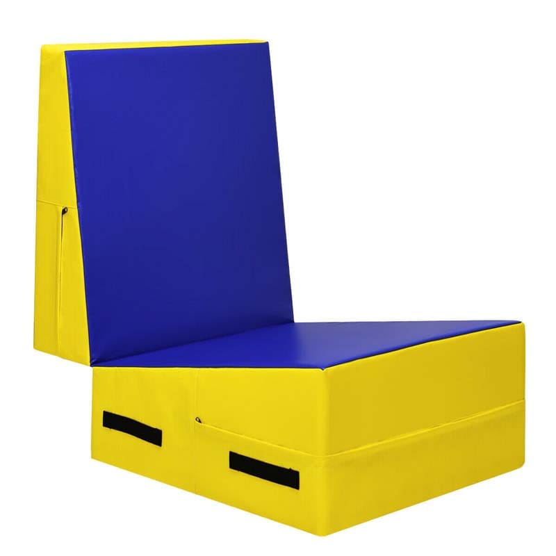 Folding Incline Gymnastics Wedge Mat with Carrying Handles, Gym Fitness Tumbling Mat for Training Home Exercise Aerobics