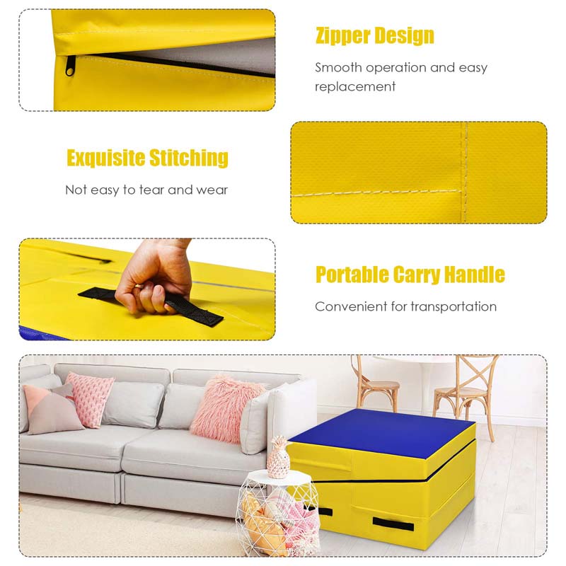 Folding Incline Gymnastics Wedge Mat with Carrying Handles, Gym Fitness Tumbling Mat for Training Home Exercise Aerobics