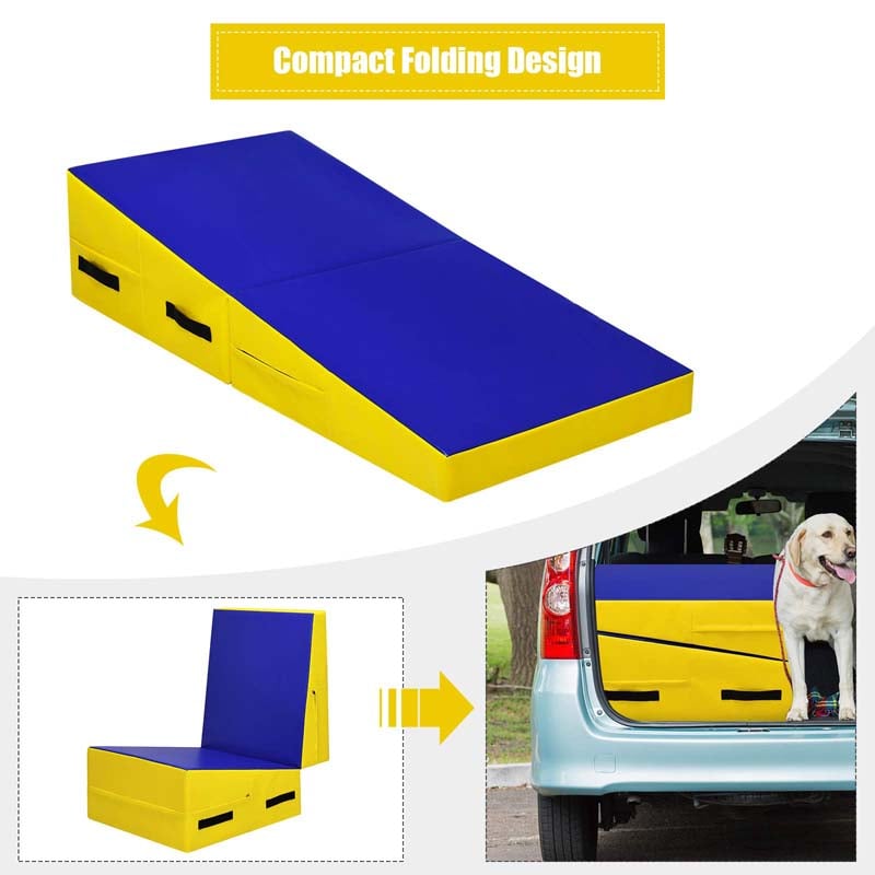 Folding Incline Gymnastics Wedge Mat with Carrying Handles, Gym Fitness Tumbling Mat for Training Home Exercise Aerobics
