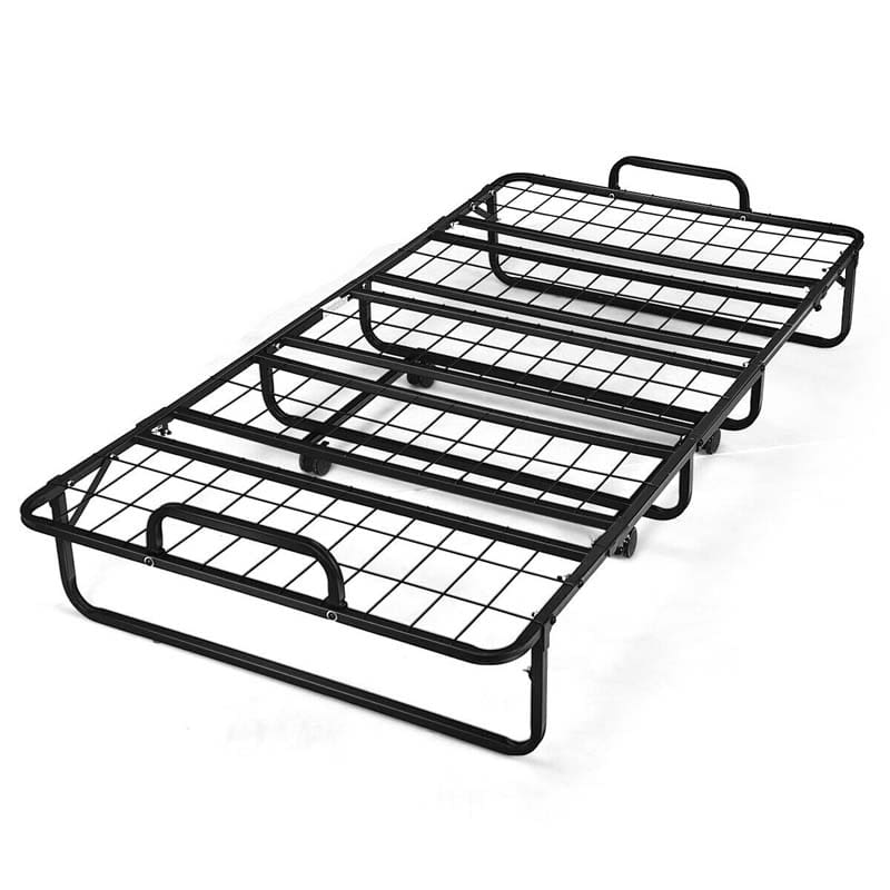 75" x 38" Rollaway Folding Bed with 4" Memory Foam Mattress, Twin Size Portable Guest Bed with Wheels