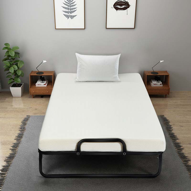 75" x 38" Rollaway Folding Bed with 4" Memory Foam Mattress, Twin Size Portable Guest Bed with Wheels