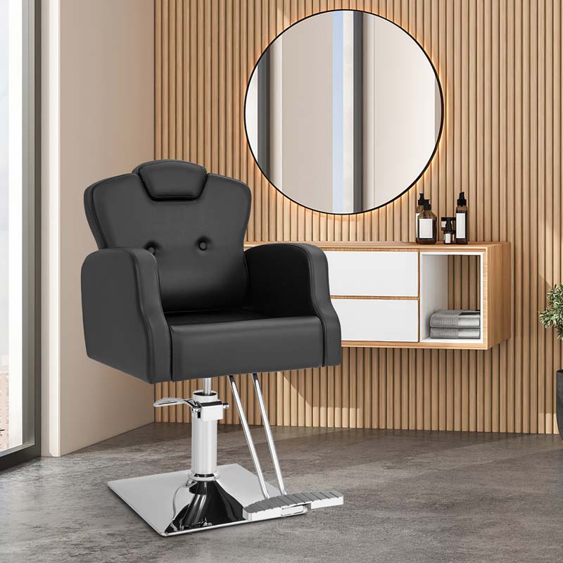 360° Swivel Salon Barber Chair with Adjustable Seat Height and Heavy Duty Hydraulic Pump