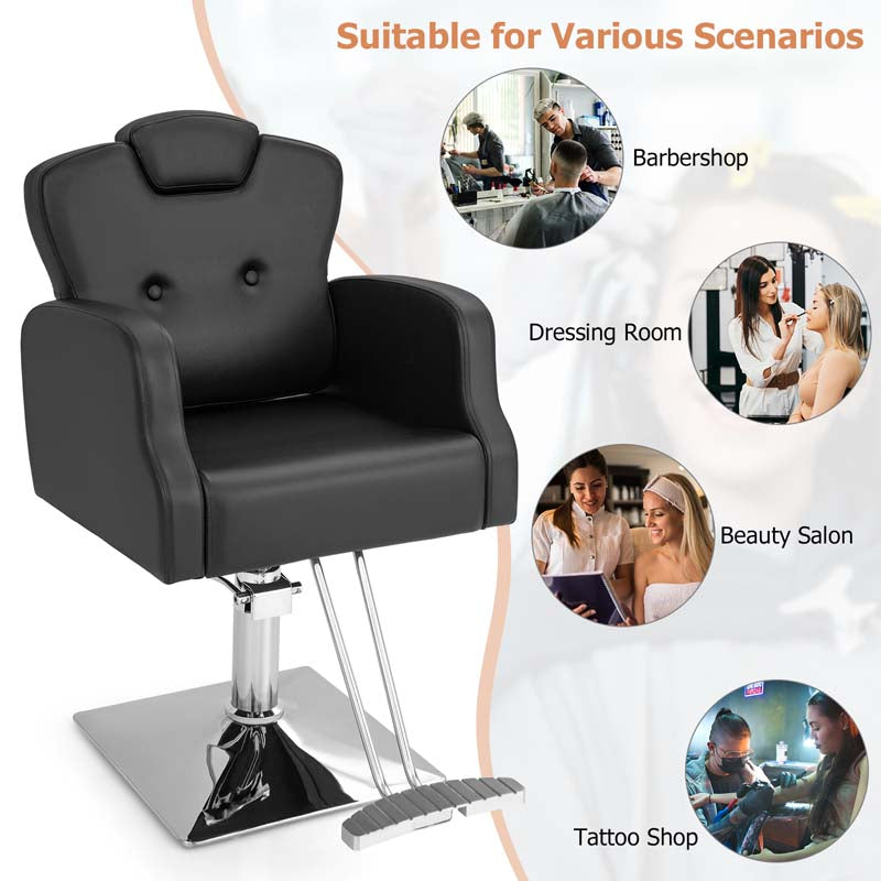 360° Swivel Salon Barber Chair with Adjustable Seat Height and Heavy Duty Hydraulic Pump