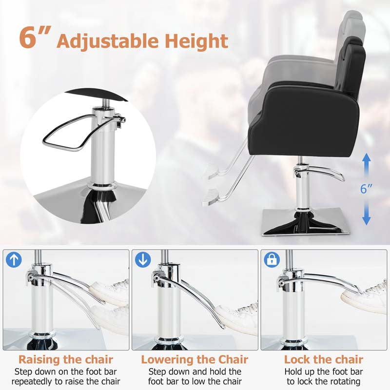 360° Swivel Salon Barber Chair with Adjustable Seat Height and Heavy Duty Hydraulic Pump