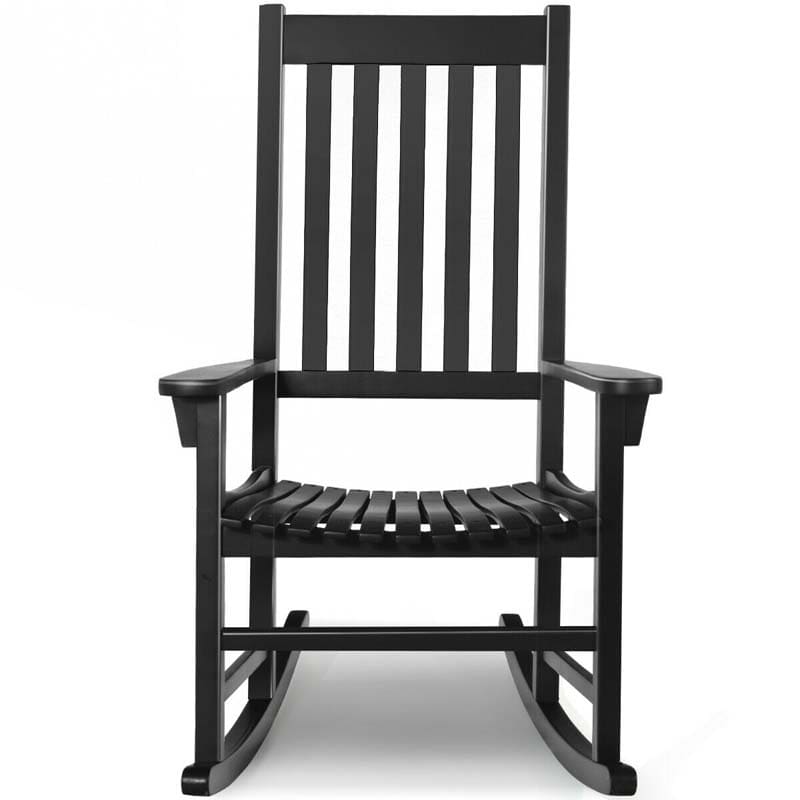 Acacia Wood Rocking Chair High Back Outdoor Rocker for Porch Patio Lawn