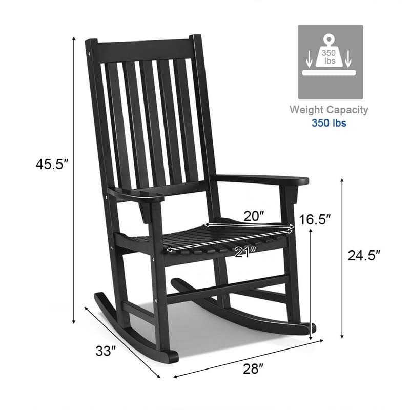 Acacia Wood Rocking Chair High Back Outdoor Rocker for Porch Patio Lawn