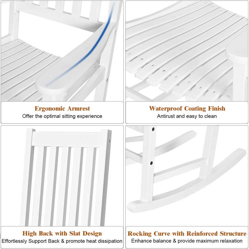 Acacia Wood Rocking Chair High Back Outdoor Rocker for Porch Patio Lawn
