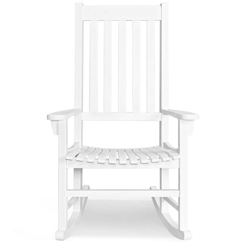 Acacia Wood Rocking Chair High Back Outdoor Rocker for Porch Patio Lawn