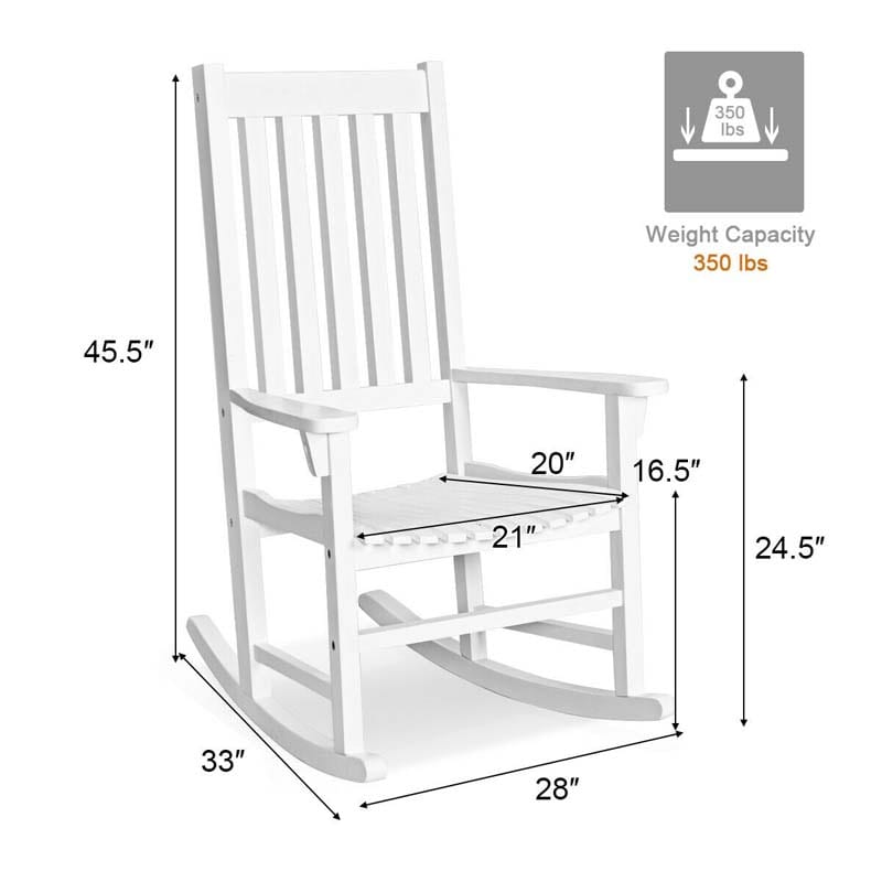 Acacia Wood Rocking Chair High Back Outdoor Rocker for Porch Patio Lawn