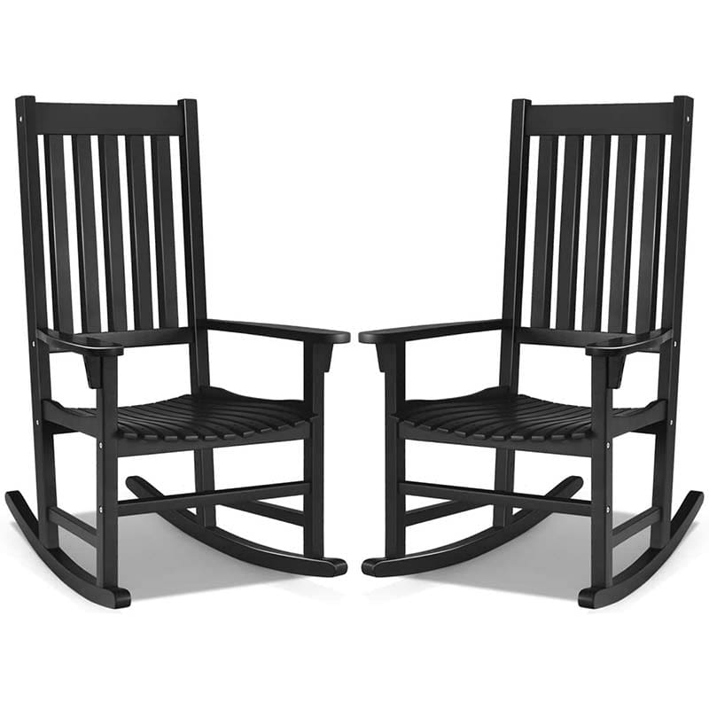 Acacia Wood Rocking Chair High Back Outdoor Rocker for Porch Patio Lawn