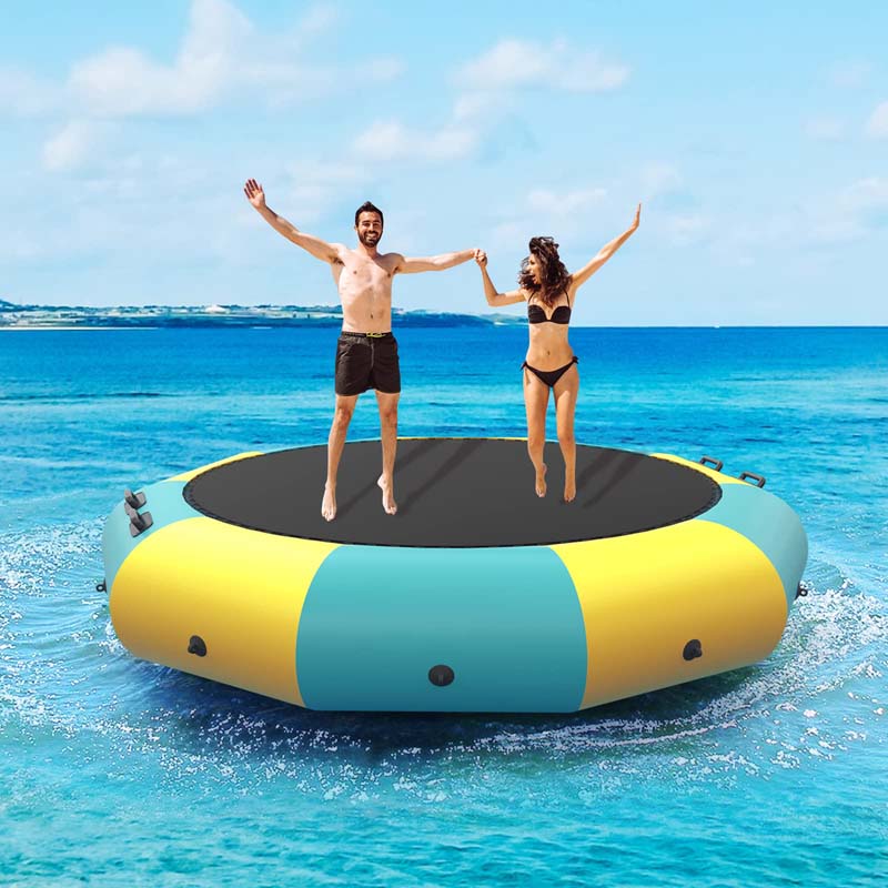 10 FT Inflatable Water Bouncer Trampoline Portable Bounce Swim Platform for Lakes Pools Calm Sea