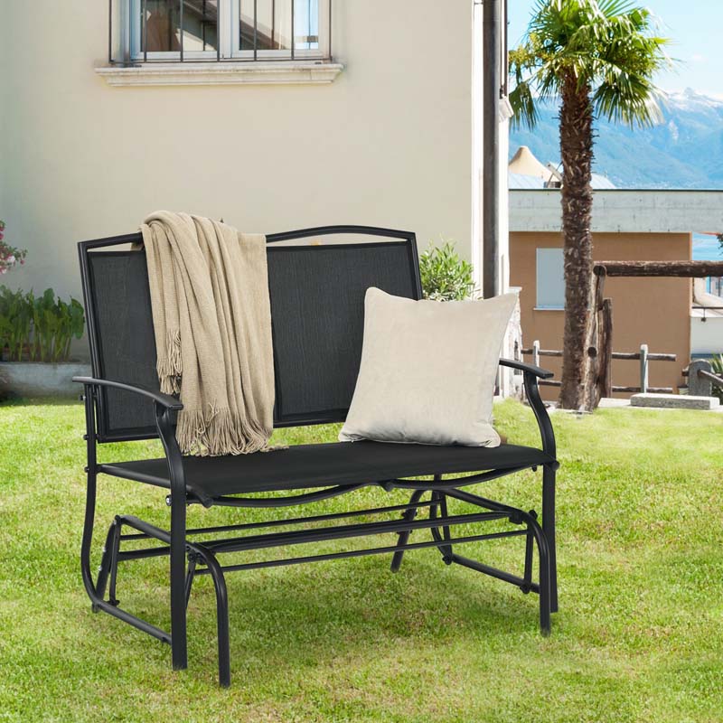 Weatherproof 2-Person Patio Swing Glider Bench Outdoor Rocking Lounge Chair Loveseat Rocker