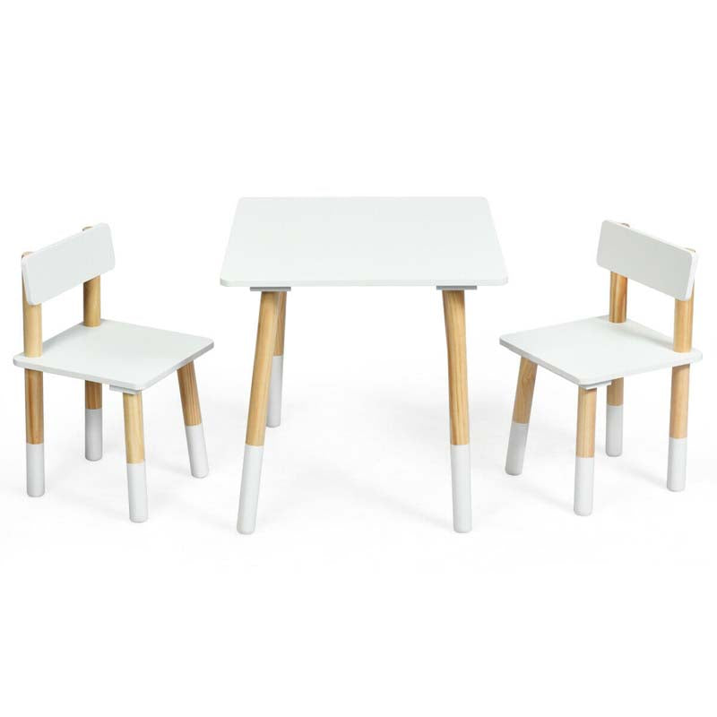 3 Piece Wood Activity Table with 2 Chairs, Kids Table and Chair Set for Toddler Drawing Reading Arts Crafts Snack Time