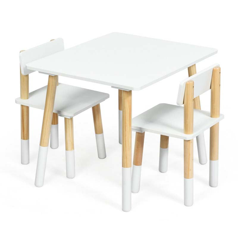 3 Piece Wood Activity Table with 2 Chairs, Kids Table and Chair Set for Toddler Drawing Reading Arts Crafts Snack Time