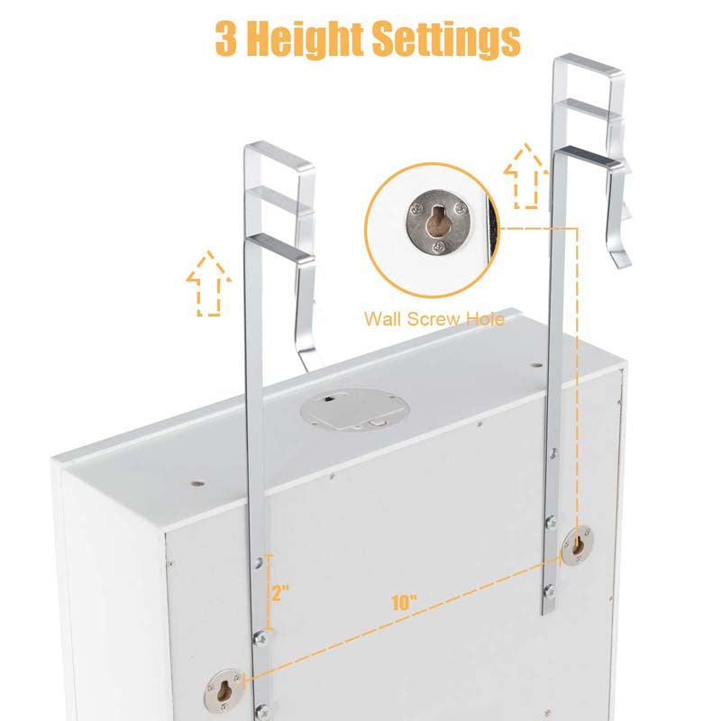 5 LEDs Mirror Jewelry Armoire Wall Door Mounted, Lockable Jewelry Organizer Cabinet with 6 Drawers and Full Length Mirror