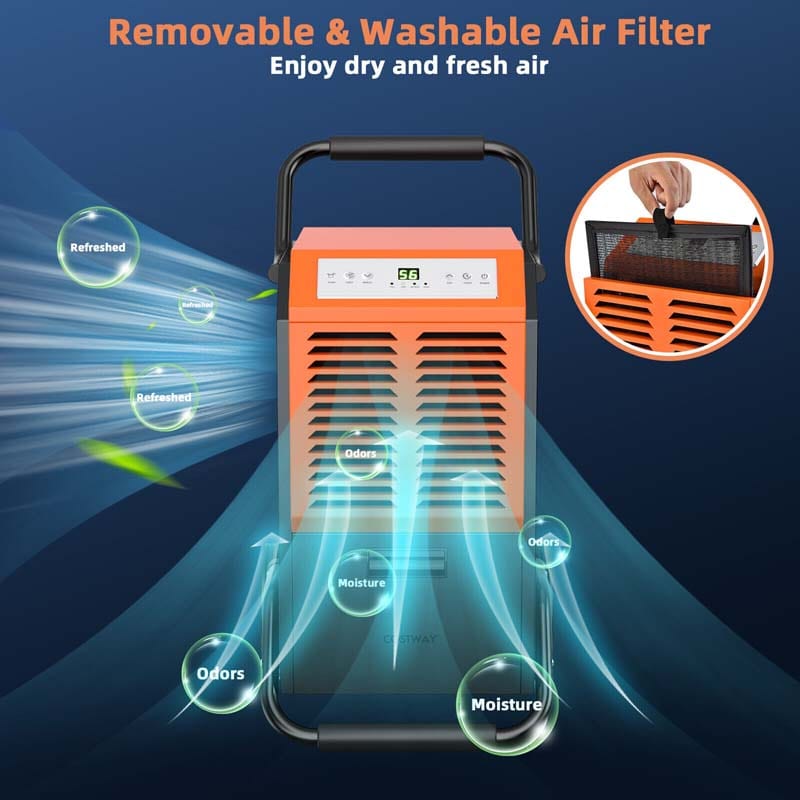 140 PPD Portable Commercial Dehumidifier with 1.45 Gallon Water Tank & 6.5 Ft Drainage Pipe