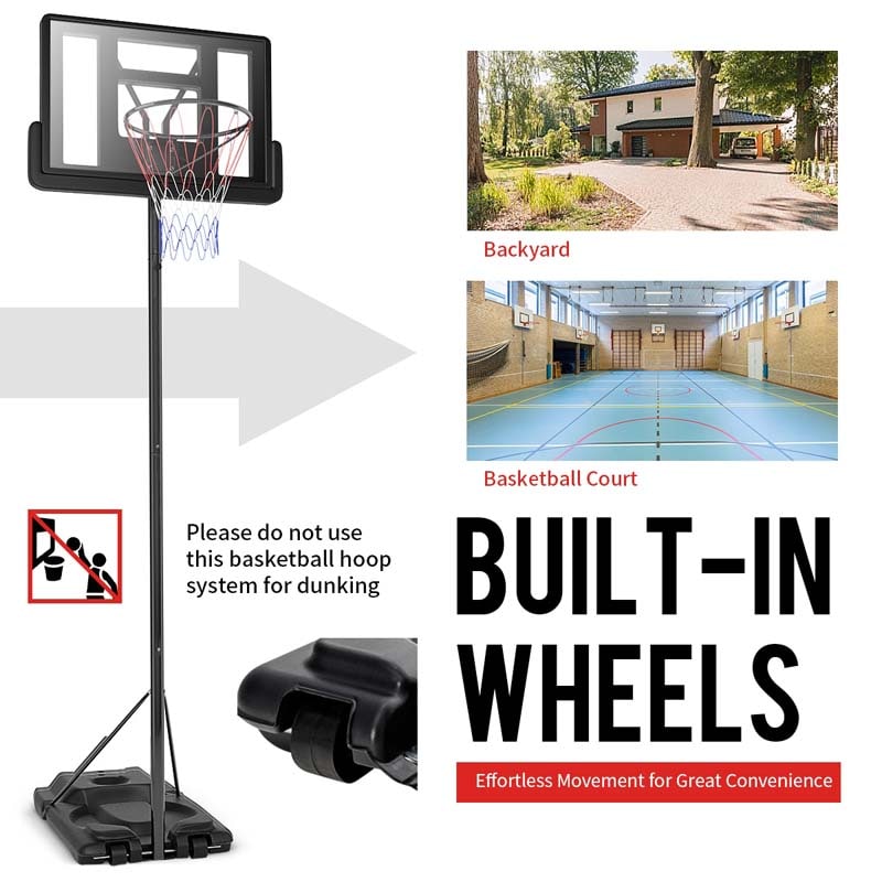 8.5-10 FT Portable Basketball Goal System Outdoor Basketball Hoop Stand with 39" Shatterproof Backboard