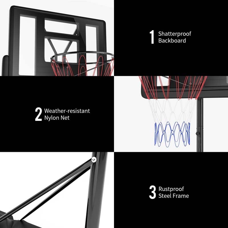 8.5-10 FT Portable Basketball Goal System Outdoor Basketball Hoop Stand with 39" Shatterproof Backboard