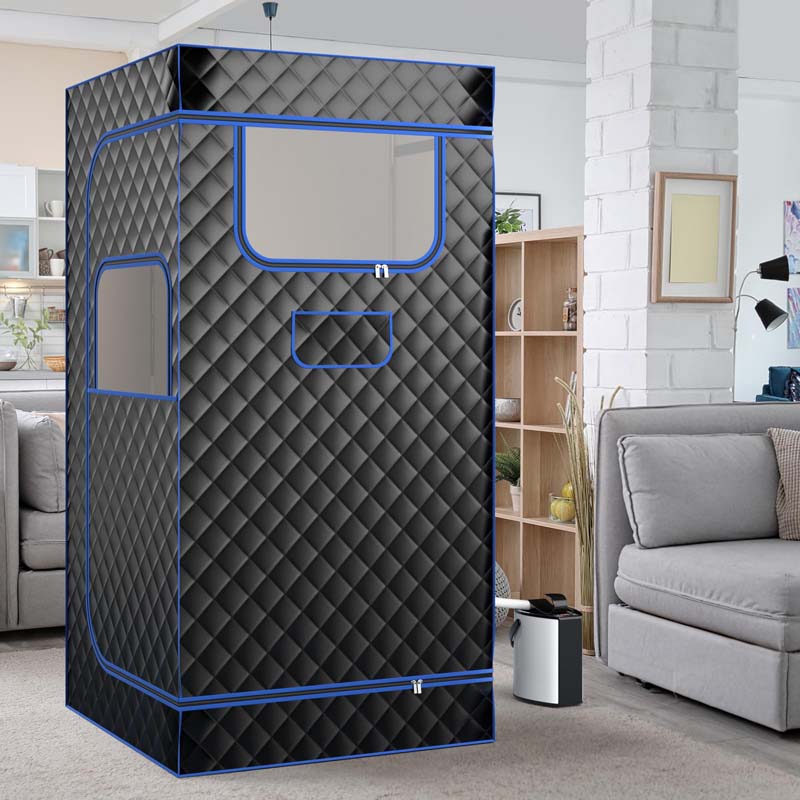 Portable Steam Sauna Personal Home Sauna Tent w/3L Steam Generator, Foldable Chair, Full-Size Indoor Steam Room for Home Spa