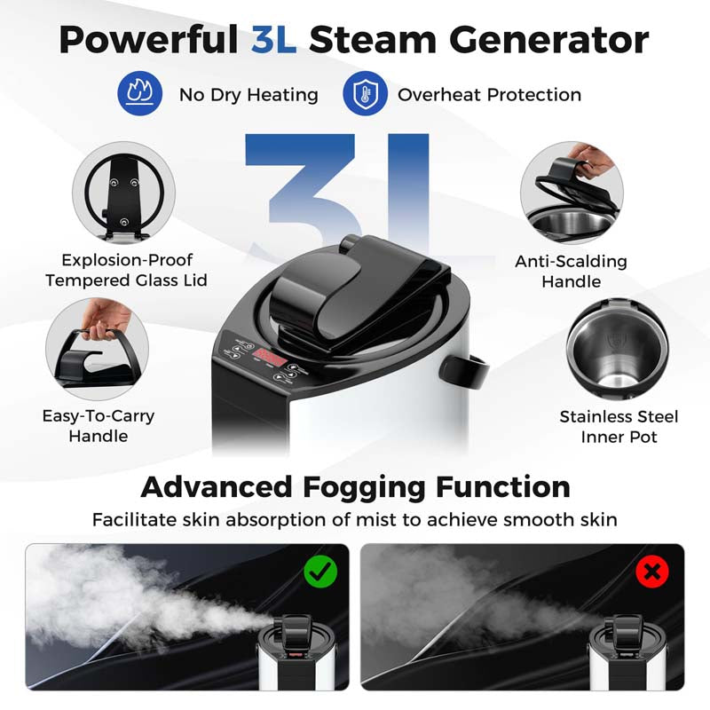 Portable Steam Sauna Personal Home Sauna Tent w/3L Steam Generator, Foldable Chair, Full-Size Indoor Steam Room for Home Spa