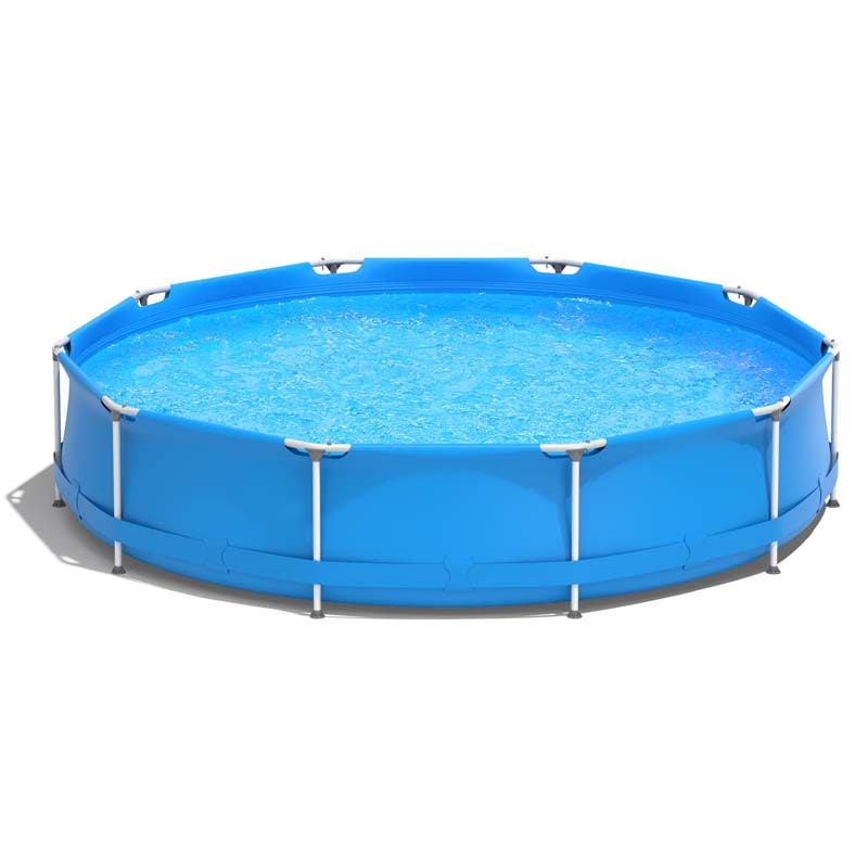 12 FT x 31.5 Inch Round Above Ground Swimming Pool with Pool Cover, CPSIA Certified Outdoor Steel Frame Pool