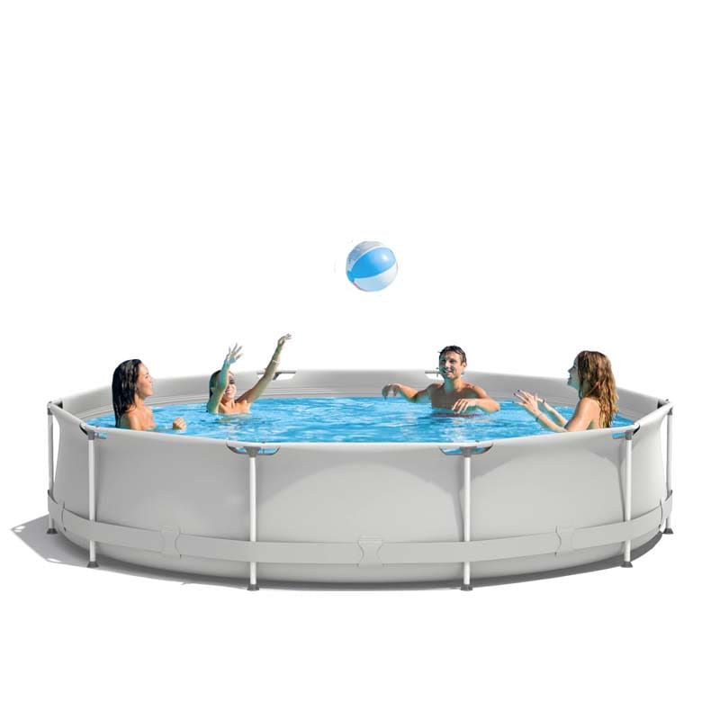 12 FT x 31.5 Inch Round Above Ground Swimming Pool with Pool Cover, CPSIA Certified Outdoor Steel Frame Pool