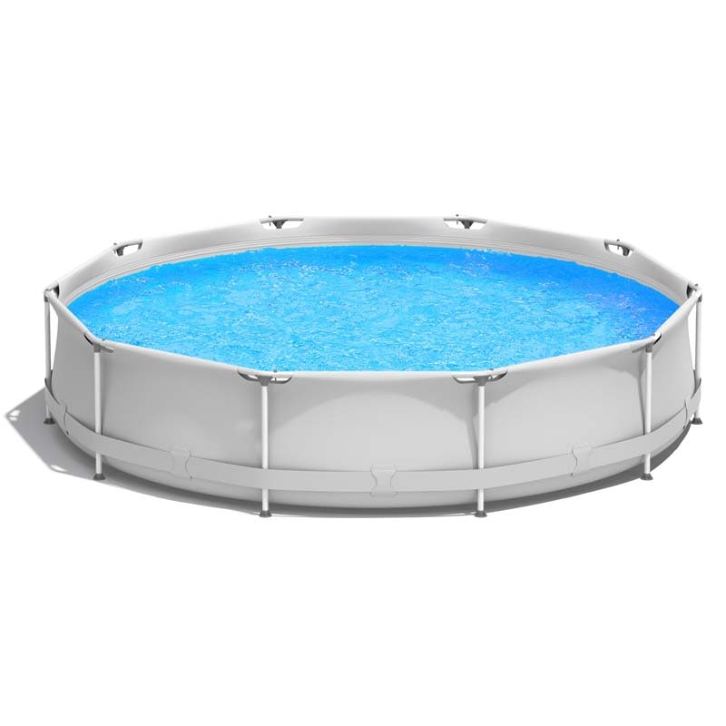 12 FT x 31.5 Inch Round Above Ground Swimming Pool with Pool Cover, CPSIA Certified Outdoor Steel Frame Pool