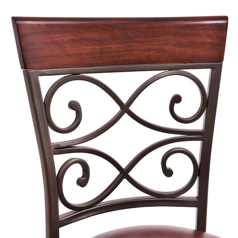 2-Pack 360 Degree Swivel Bar Stools with Back, 30" Vintage Counter Height Stools, Leather Padded Seat Bistro Pub Kitchen Dining Chairs