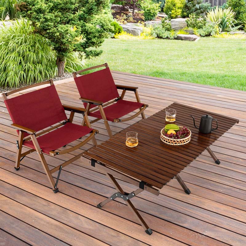 2-Pack Ultralight Bamboo Patio Folding Camping Beach Chairs, Portable Outdoor Lawn Chairs for Backpacking Hiking Fishing Picnic