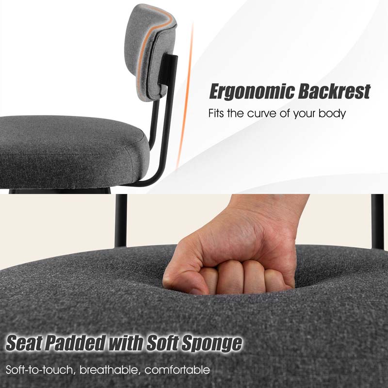 2 Pcs 360° Swivel Bar Stools 29" Upholstered Bar Height Dining Chairs with Back, Metal Legs & Footrests