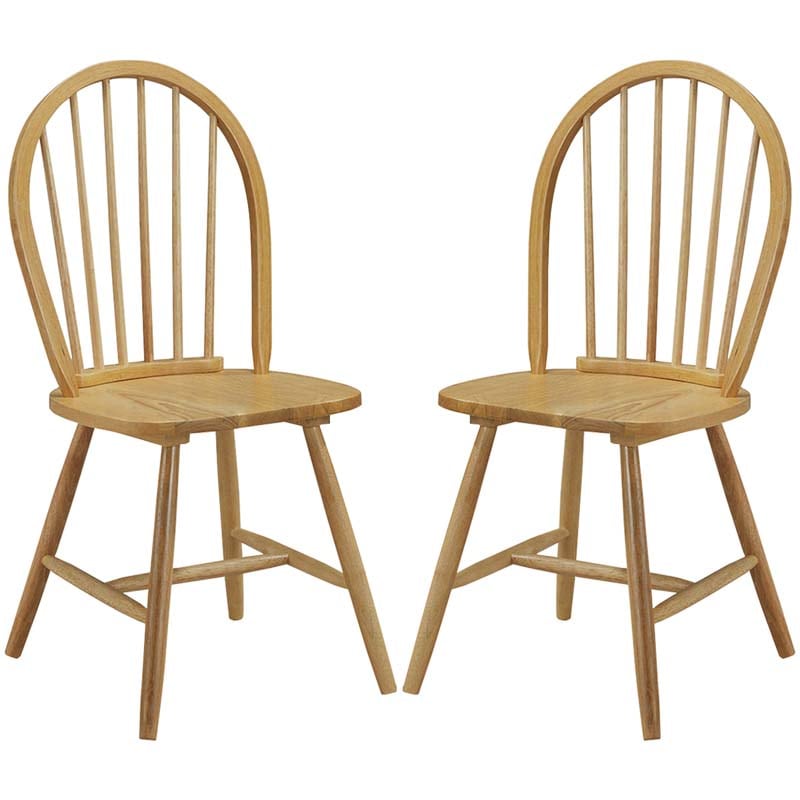 2 Pcs Vintage Windsor Wood Chairs with Spindle Back, French Country Armless Dining Chairs