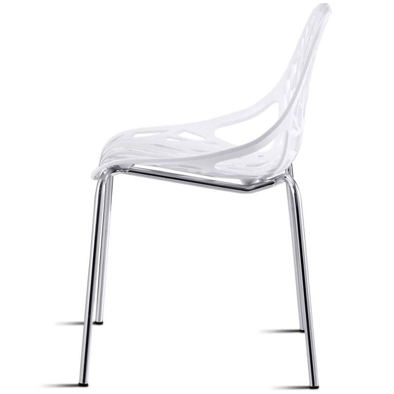 6 Pcs Hollow-Out Stackable Dining Chair Modern Outdoor Indoor Dining Side Chair Geometric Style Furniture