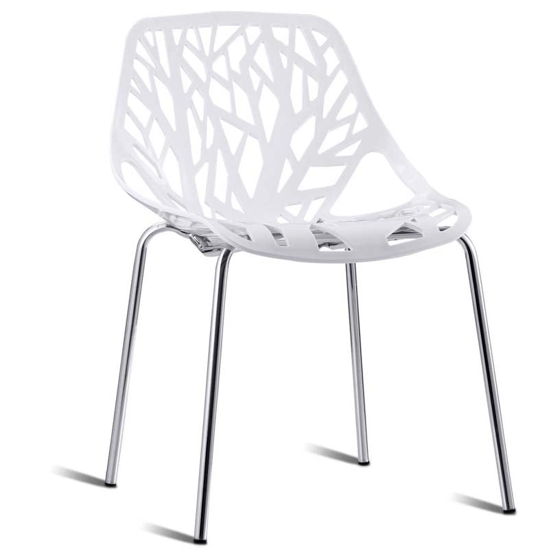 6 Pcs Hollow-Out Stackable Dining Chair Modern Outdoor Indoor Dining Side Chair Geometric Style Furniture