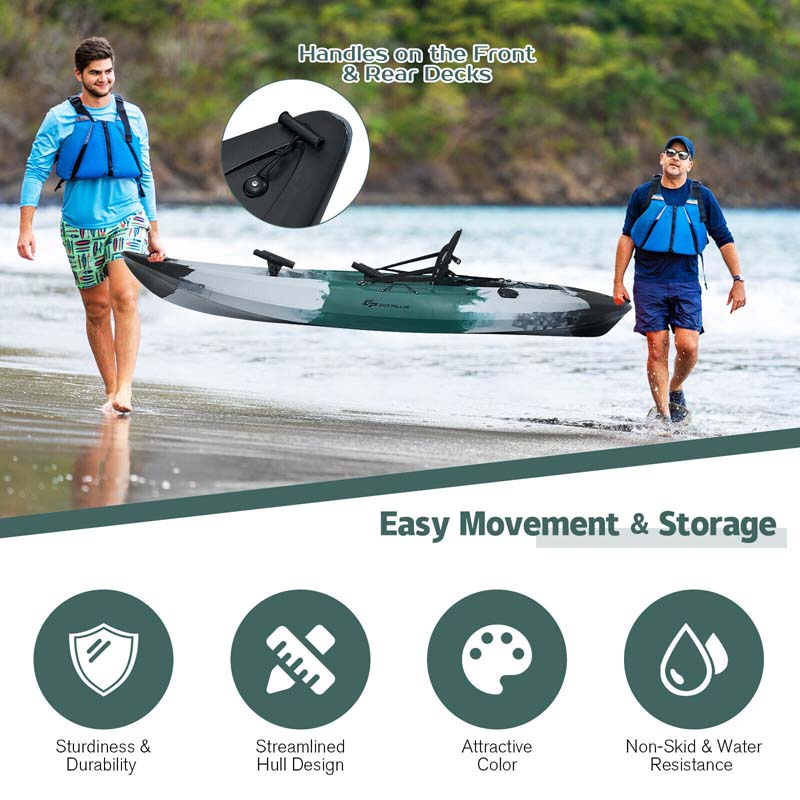 9.7 FT 1-Person Sit-on-Top Fishing Kayak with Aluminum Paddle, 4 Fishing Rod Holders, Padded Seat, Recreational Touring Kayak for Lake River Ocean