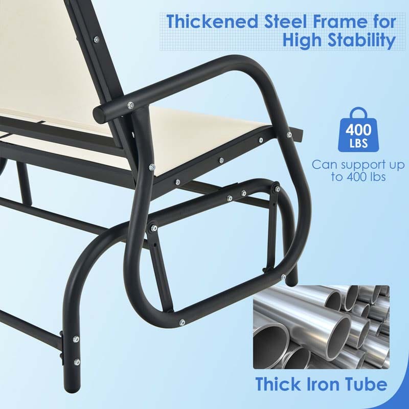 48" 2-Person Outdoor Swing Glider Bench Patio Rocking Chair Fabric Loveseat for Porch Garden