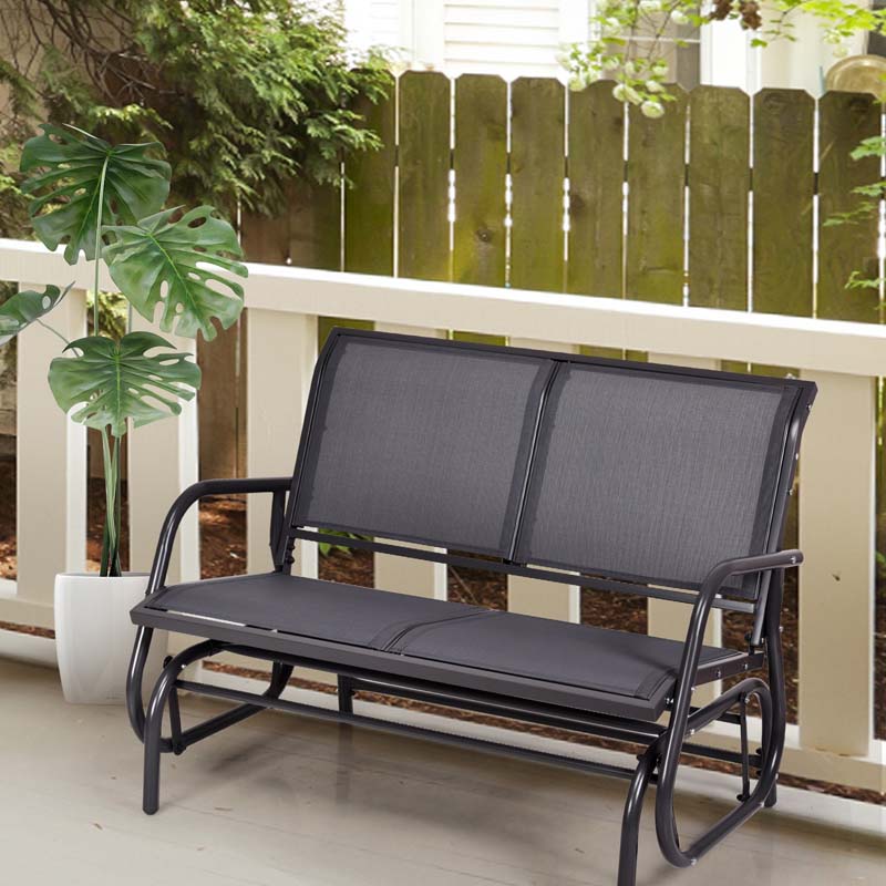 48" 2-Person Outdoor Swing Glider Bench Patio Rocking Chair Fabric Loveseat for Porch Garden