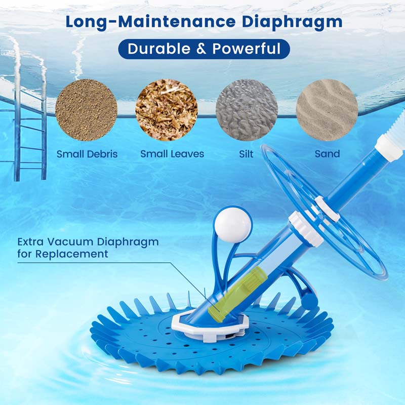Upgraded Automatic Pool Cleaner Vacuum Suction Side Pool Sweeper for Pools Floors & Walls with 10 x 3.3 FT Extension Hoses & 36-Fin Disc