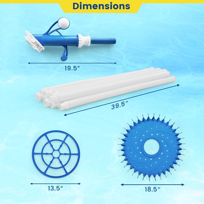 Upgraded Automatic Pool Cleaner Vacuum Suction Side Pool Sweeper for Pools Floors & Walls with 10 x 3.3 FT Extension Hoses & 36-Fin Disc