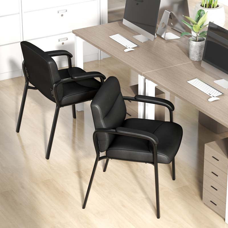 Set of 2 Waiting Room Chairs with Well-padded Back & Upholstered Seat, Modern Office Conference Chairs Guest Reception Chairs